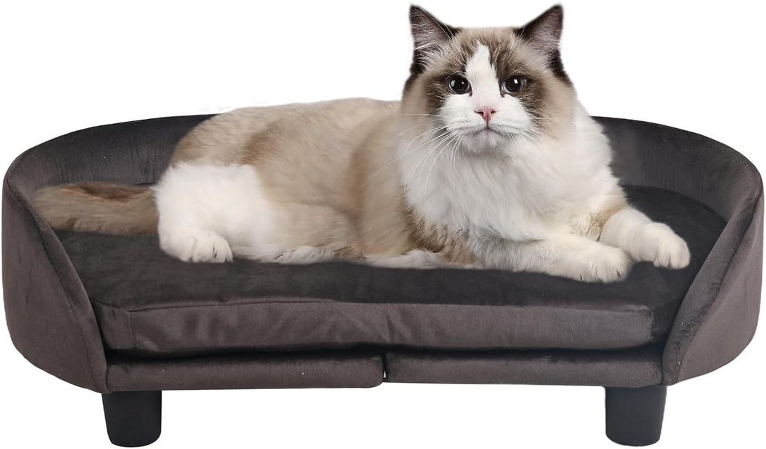 Cat Sofa Bed, Velvet Pet Couch Chair withRemoveable & Washable
