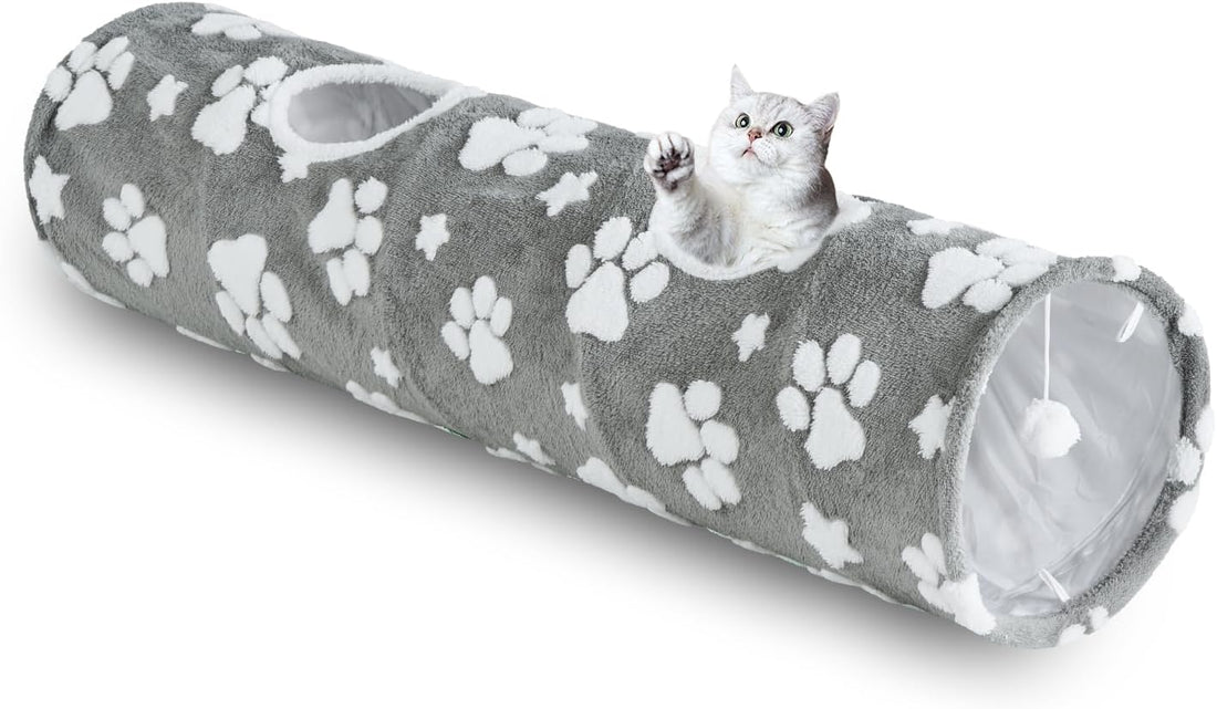 Cute Round Cat Tunnel for Indoor Cats, Purple