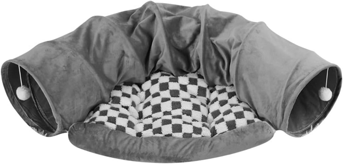 Bunny Tunnel for Rabbits, 2-in-1 Rabbit Tube Toys with Removable Mat