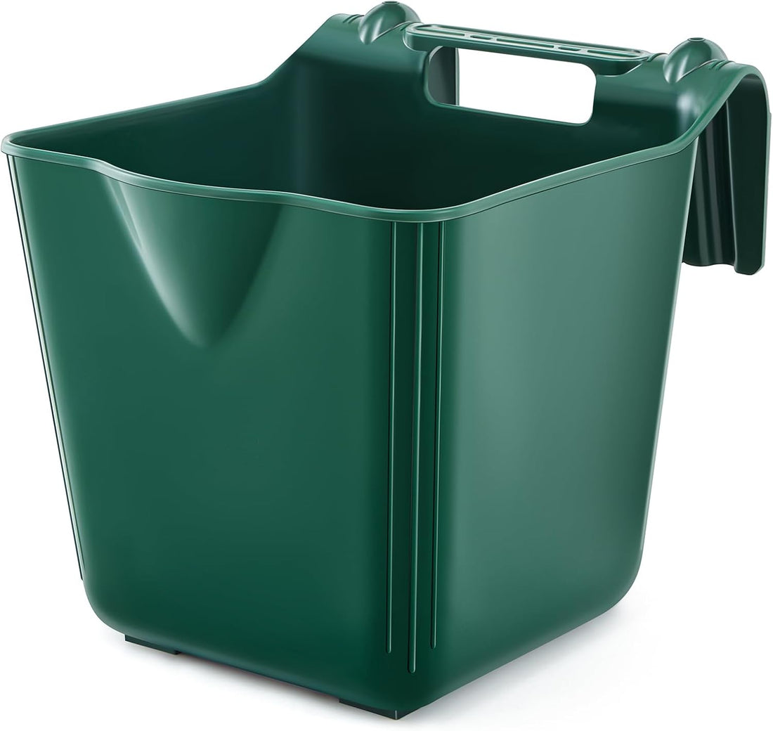 4 Pcs 15 Quart Plastic Hook Over Horse Feed Bucket for Stall Fence