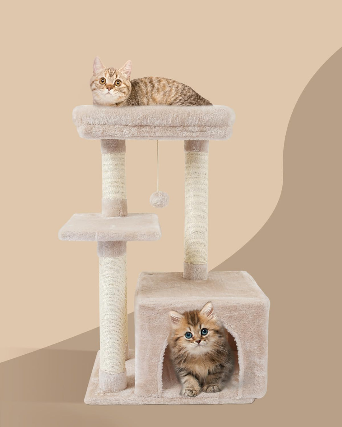 FISH&NAP Cute Cat Tree Kitten Cat Tower for Indoor Cat Condo Sisal
