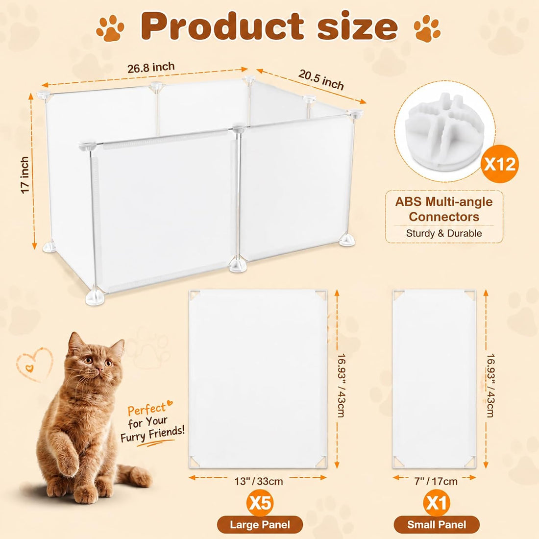 FHTONGE Large Cat Litter Box Enclosure Splash Guard to Protect Wall