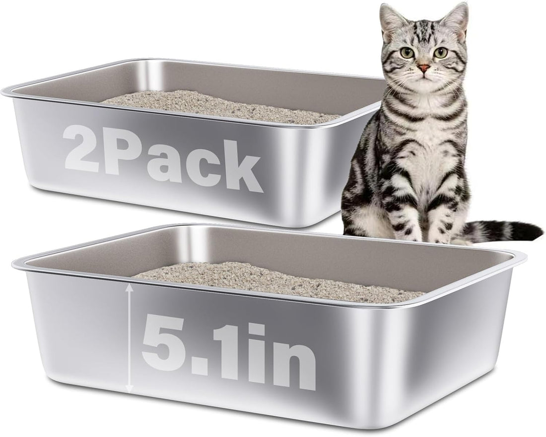 Stainless Steel Litter Box, 23.6“x15.7"x6" Deep Stainless Steel Cat