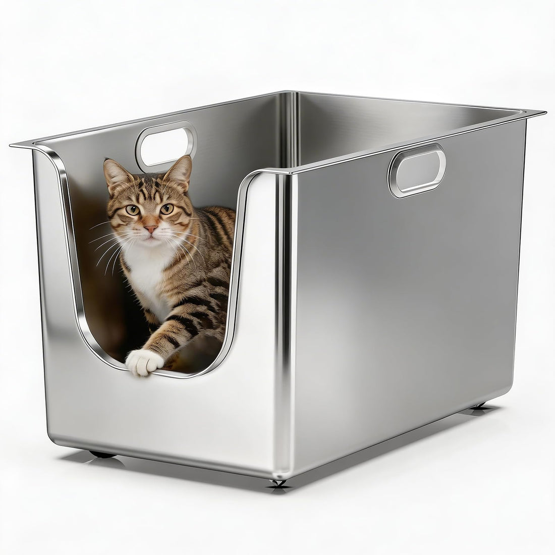 Stainless Steel Litter Box 13.7'' High Sides