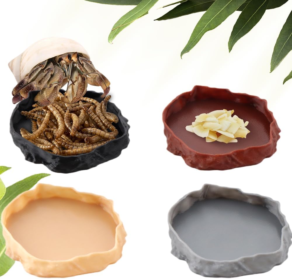 4 Pack Hermit Crab Food Bowl Round Water Dish Feeding Dish for Hermit