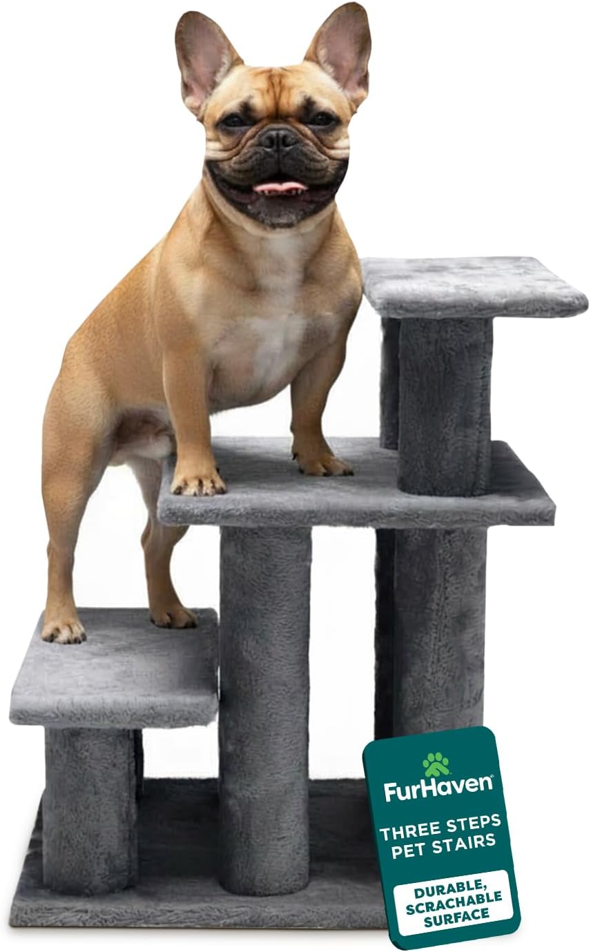 Furhaven Steady Paws Multi-Step Pet Stairs for High Beds & Sofas