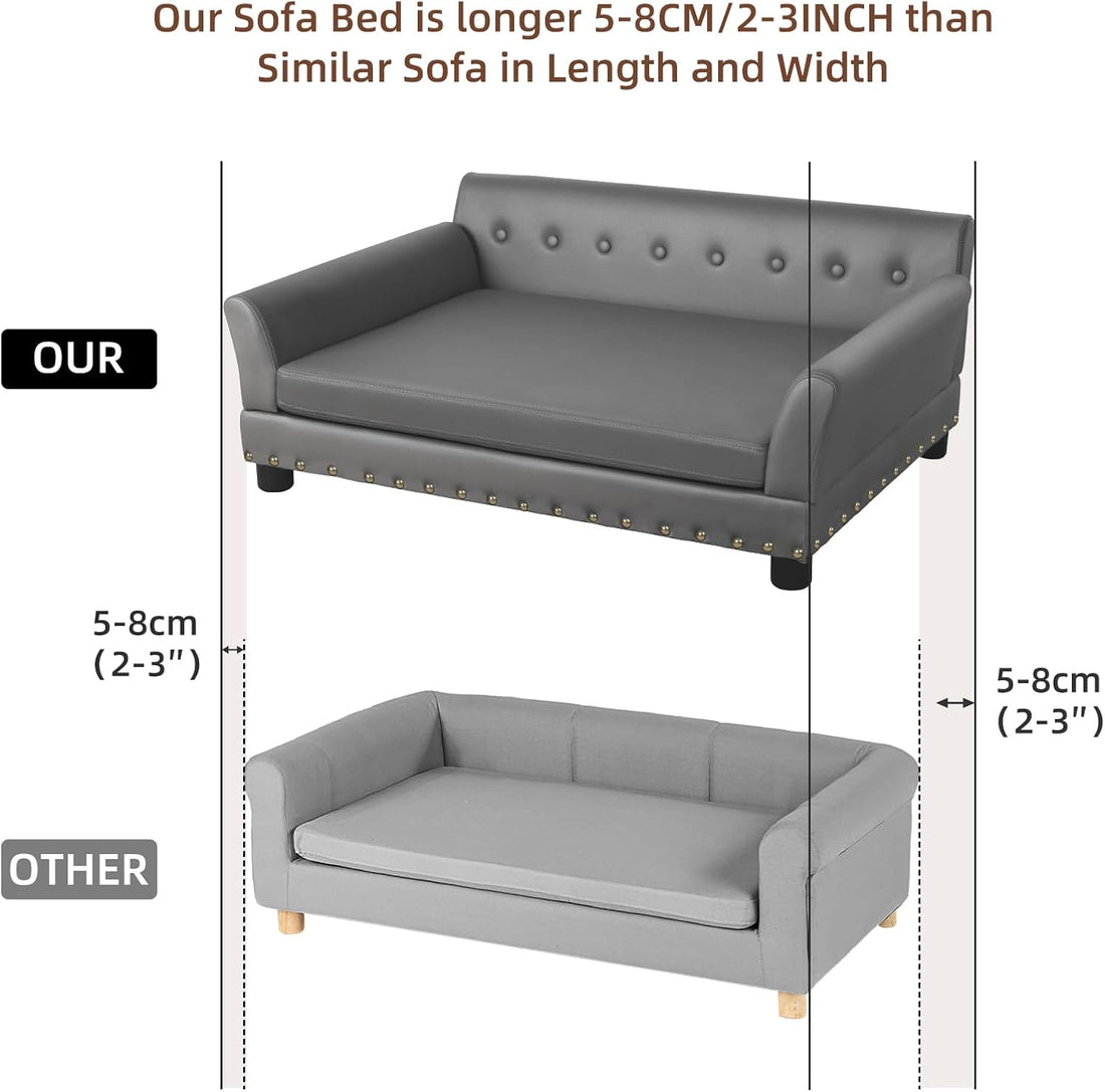 XL Leather Dog Sofa: Scratch Resistant Pet Couch up to 132lbs