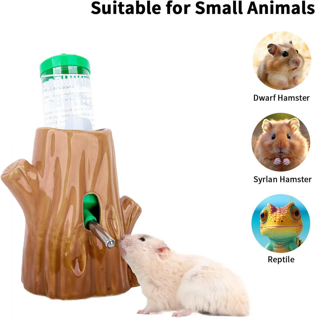 Ceramic Hamster Water Bottle 125ml with Stand,Small Animal Waterer