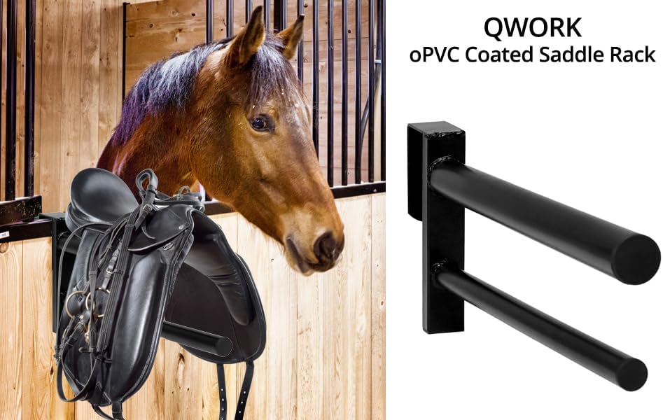 QWORK Removable Double Saddle Rack,Black - PVC Coated - One Size