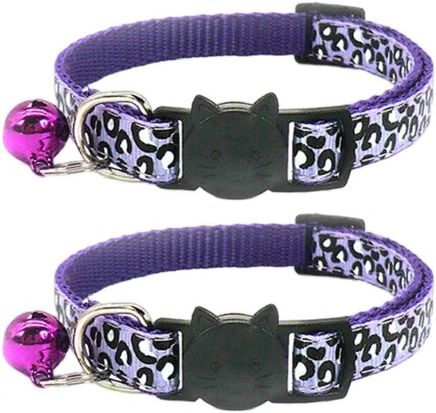 Reflective 2 Pack Breakaway Cat Collars with Bell Leopard Pattern
