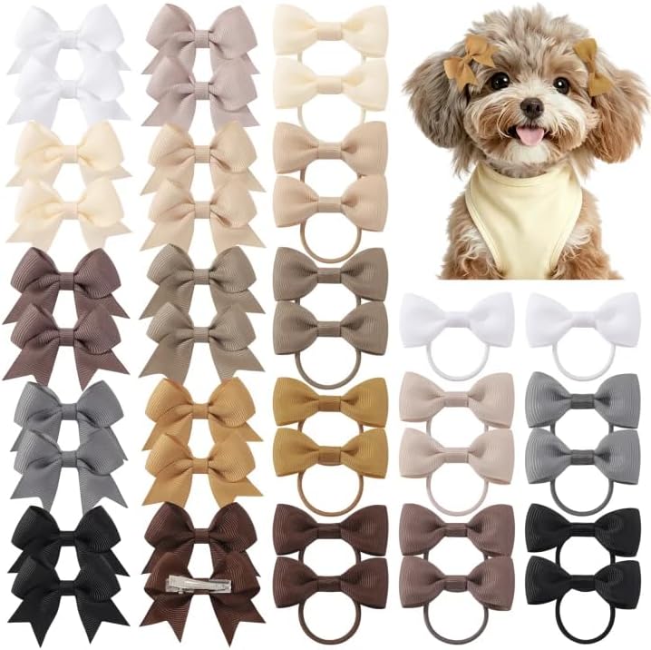 yoyokid 40PCS 2Inch Puppy Dog Hair Bows with Clips & Rubber Bands