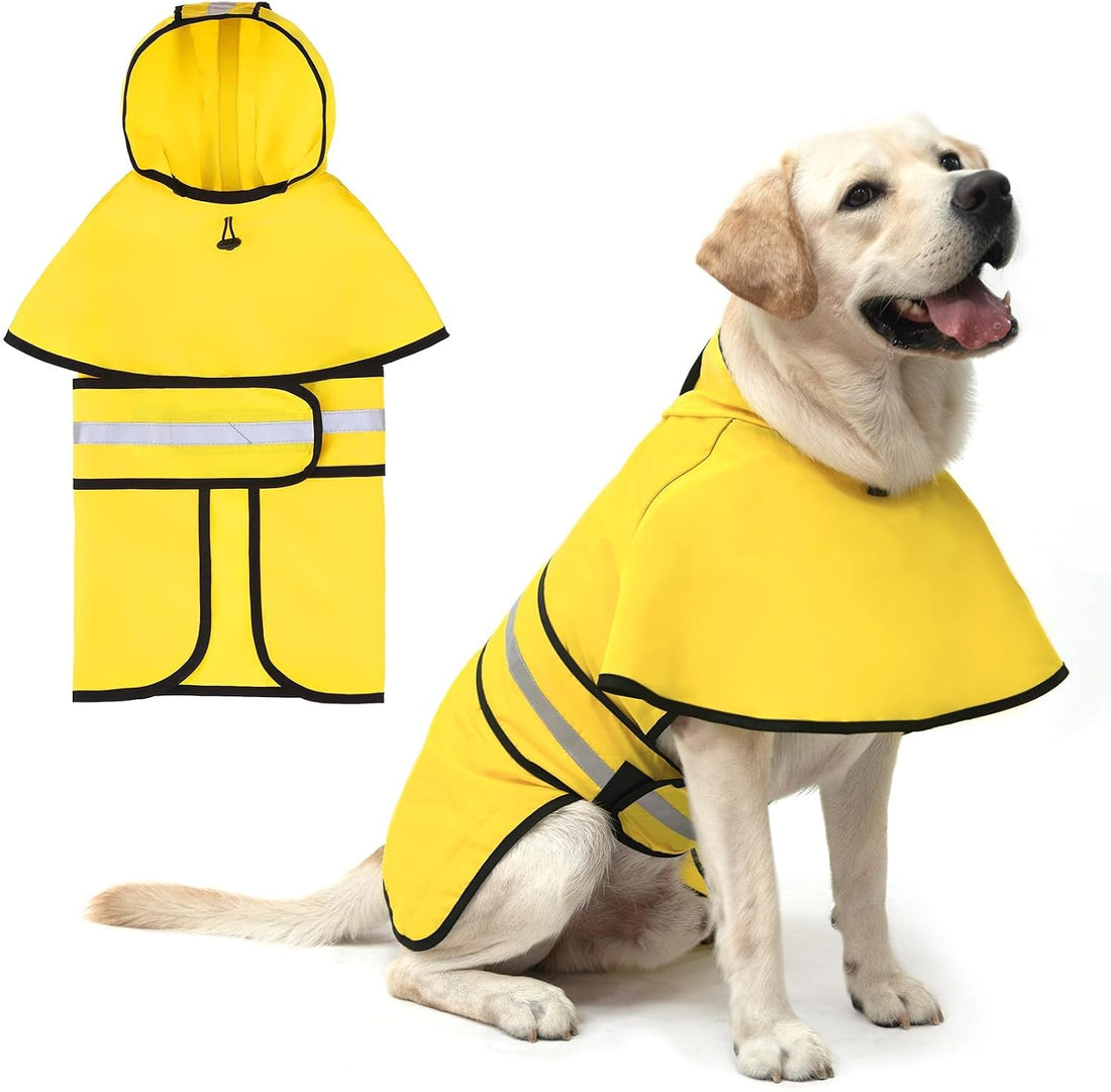KOOLTAIL Dog Raincoat Hooded Slicker Poncho with Leash Hole