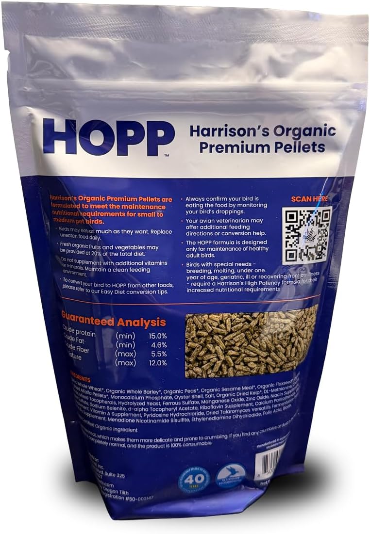 Harrison's Organic Premium Pellets HOPP - Certified Organic, Non-GMO