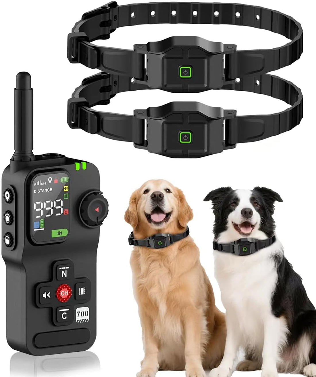GPS Wireless Dog Fence & Remote Training System, 2 Collars