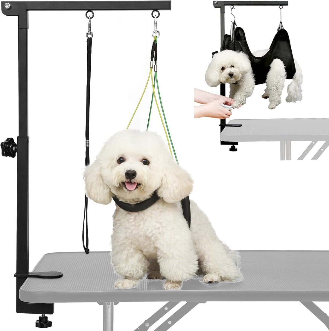 Adjustable Dog Grooming Arm with Clamp Dog Grooming Hammock and Loop