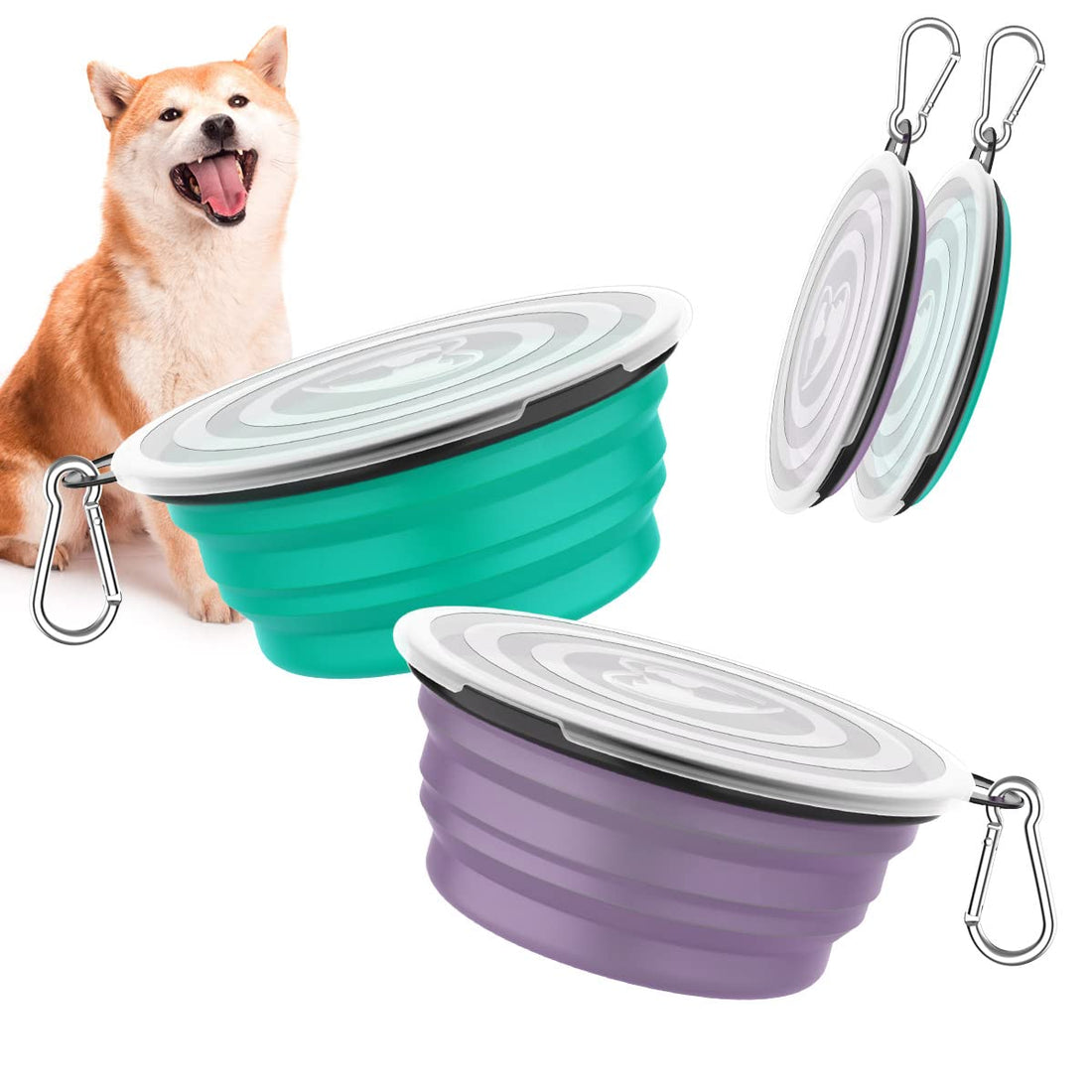 Pawaboo Collapsible Dog Bowls 2 Pack