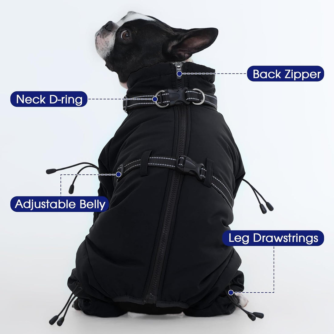 FUAMEY Full Body Dog Coat,Warm Dog Fleece Jackets with Harness Built