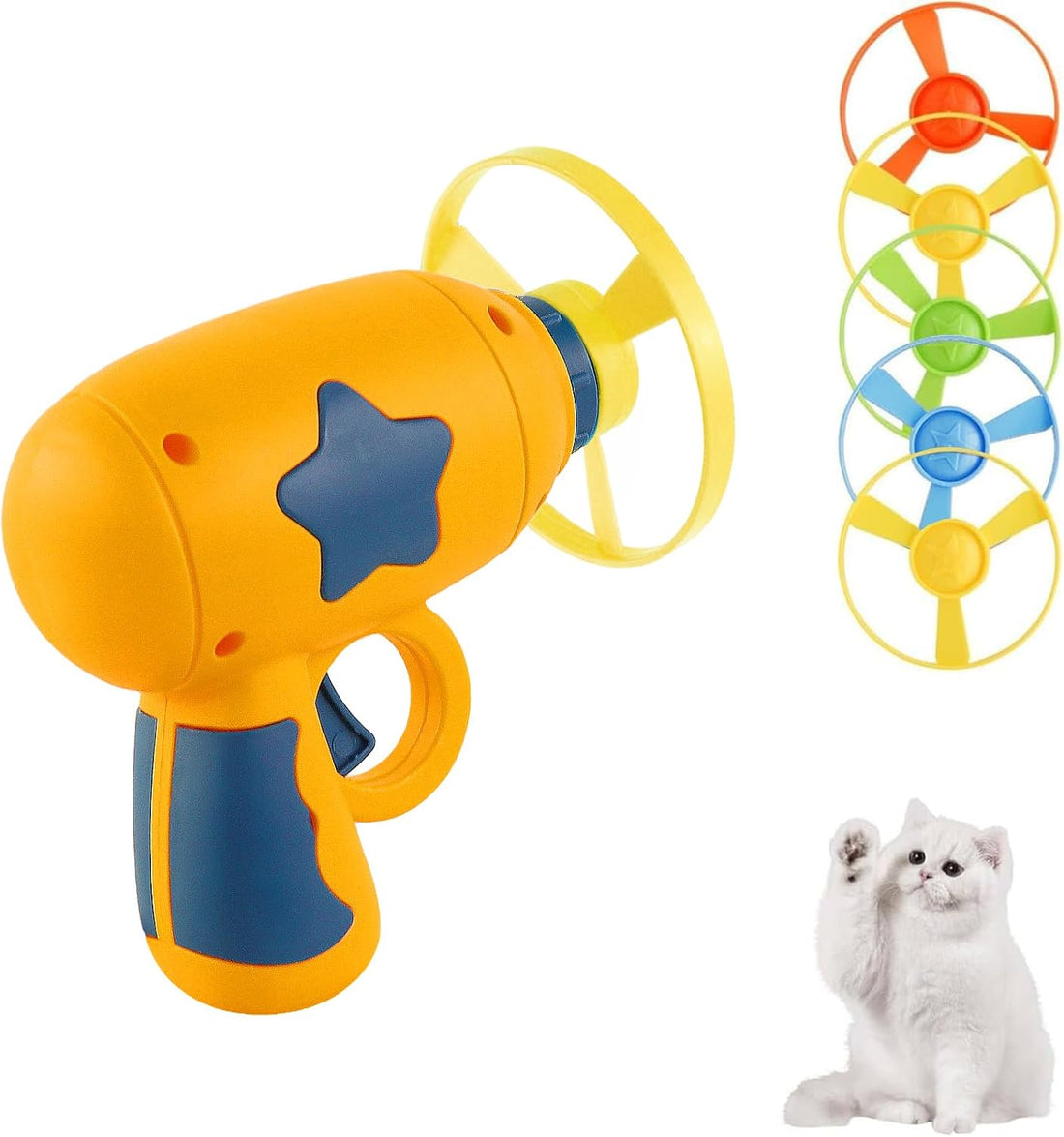 Andiker Cat Fetch Toy, Interactive Kitten Flying Disc Launcher Toy