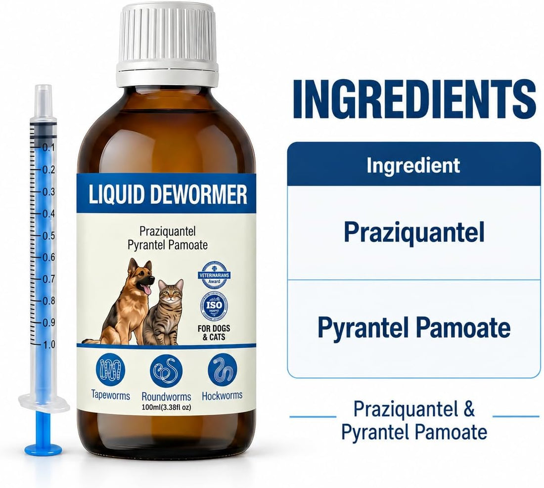 Liquid Dewormer for Dogs & Cats, Praziquantel & Pyrantel Pamoate