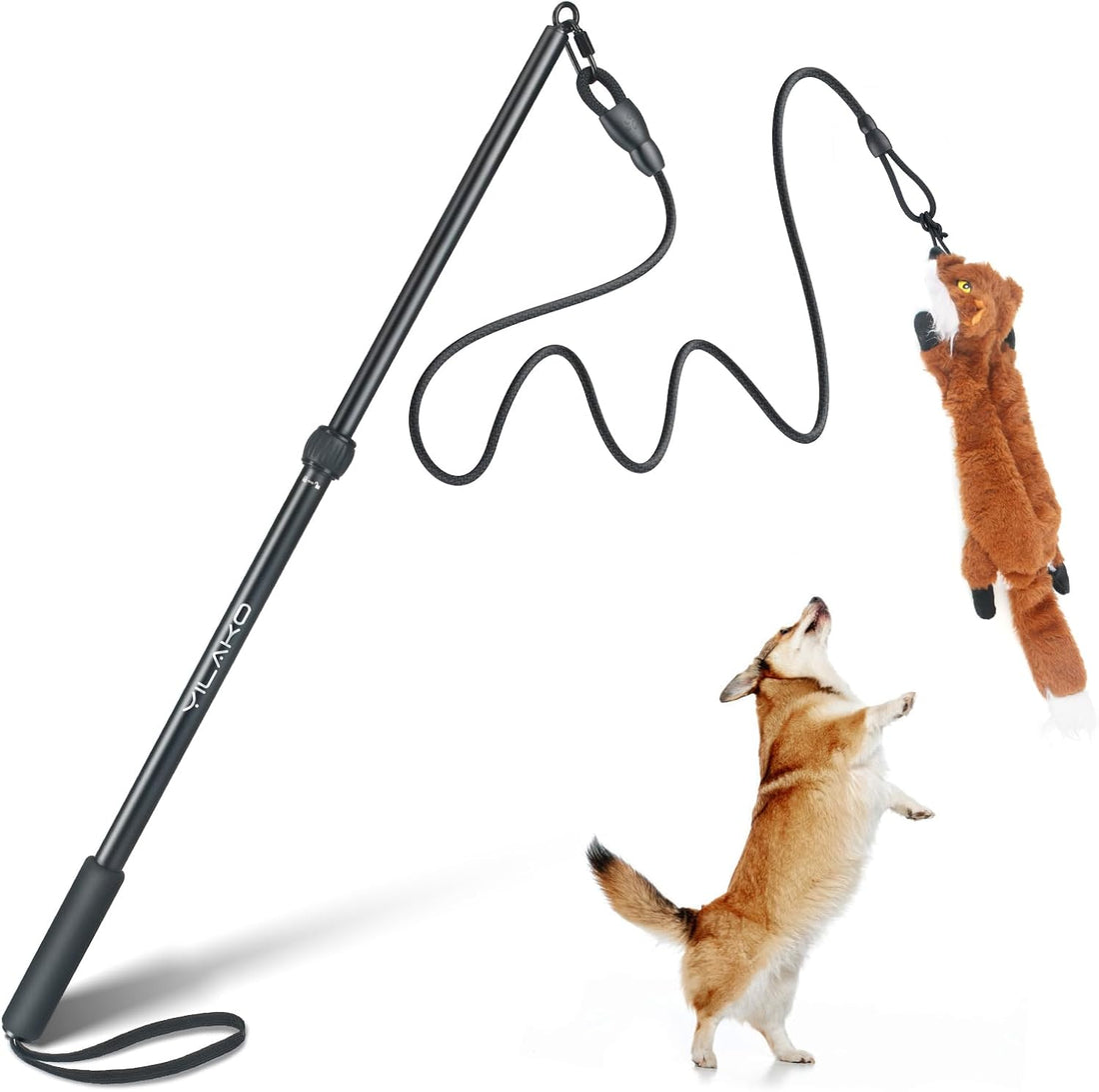 YILAKO Flirt Pole for Dogs - Heavy Duty Interactive Dog Rope Toy