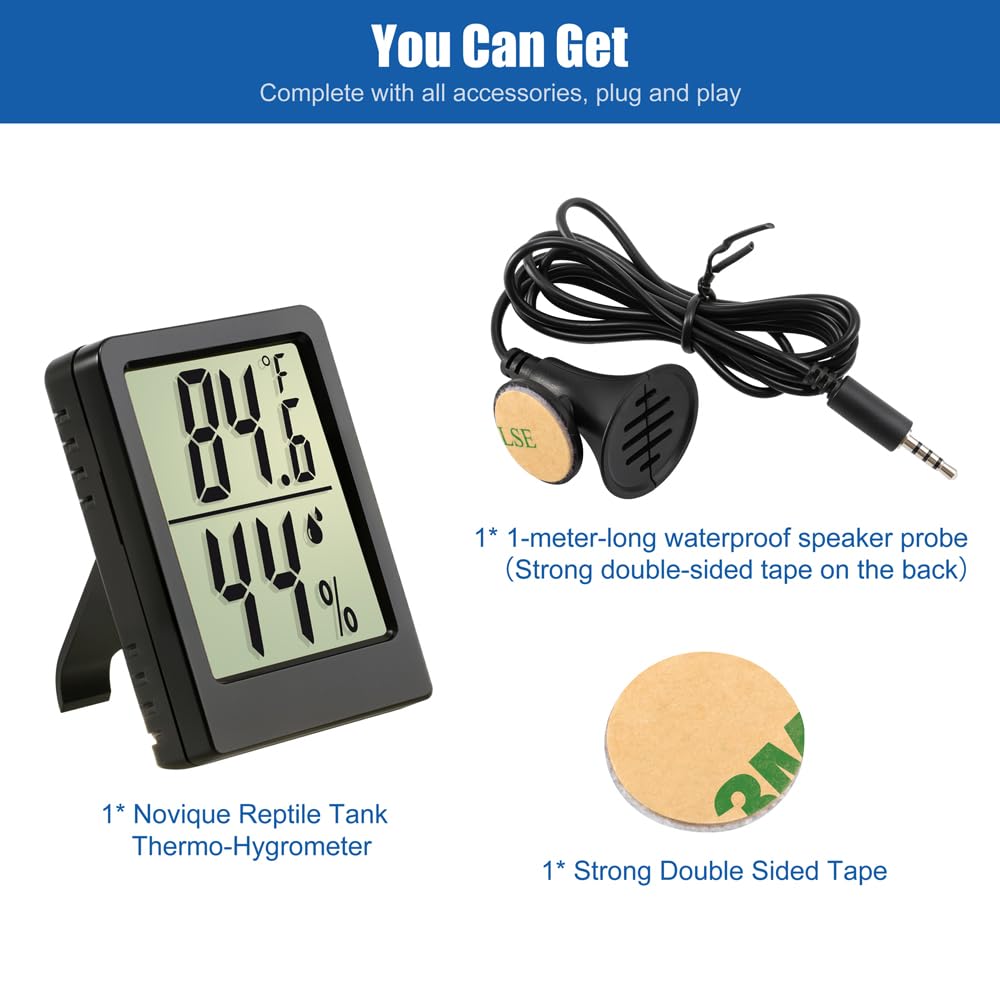 Reptile Thermometer Hygrometer LCD Digital Terrarium Thermometer