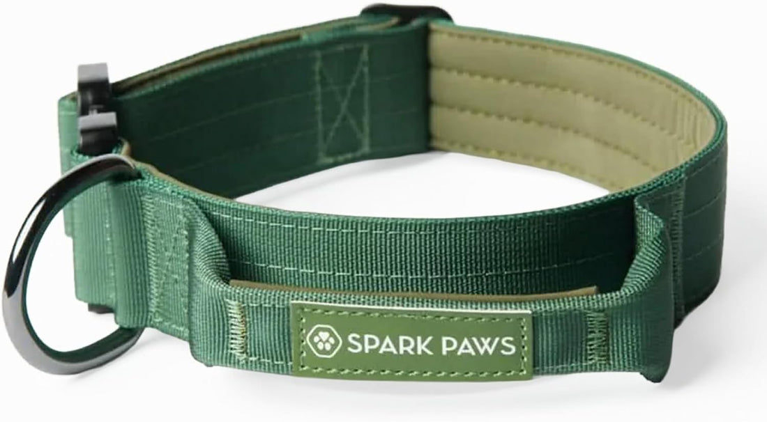 Spark Paws Tactical Large Dog Collar w/Handle - Thick & Wide
