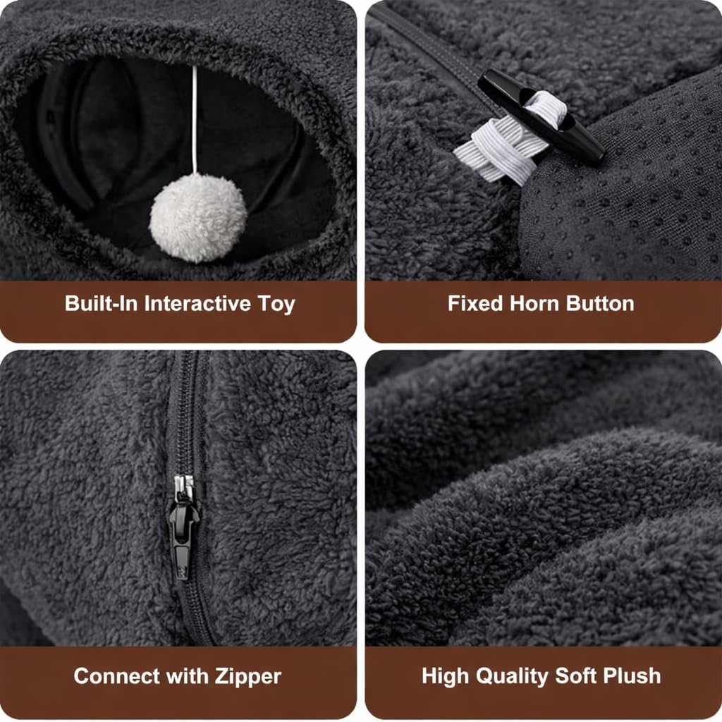 Cat Tunnel Bed with 2 Catnip Fish Toys, Interactive Cat Toys