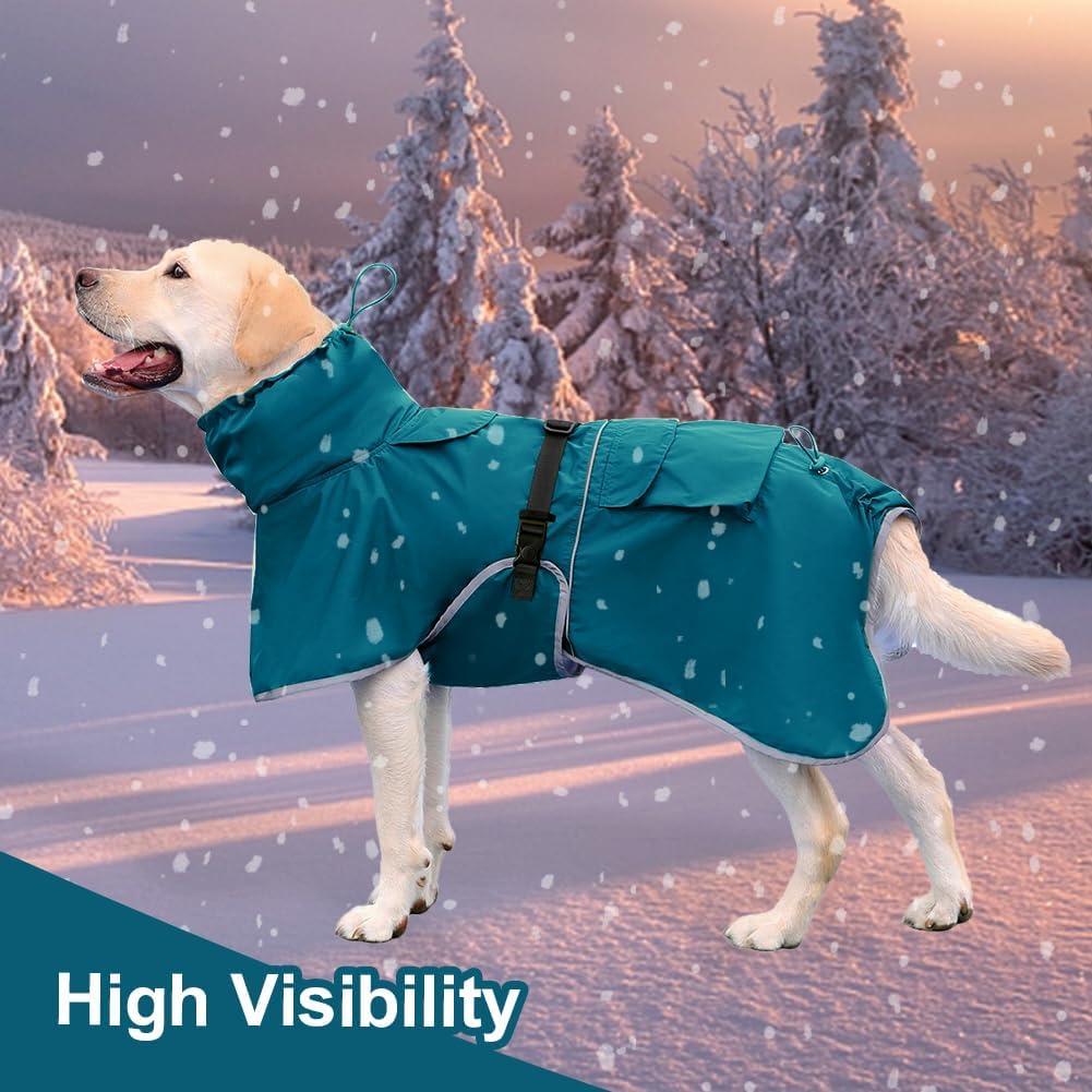 Dog Raincoat Waterproof Adjustable Rain Jacket Small Dogs Blue,L