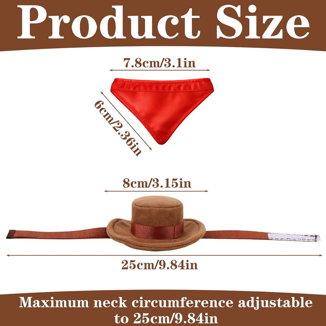2Pcs Bearded Dragon Hat and Bandana Set Adjustable Lizard Cowboy Hat