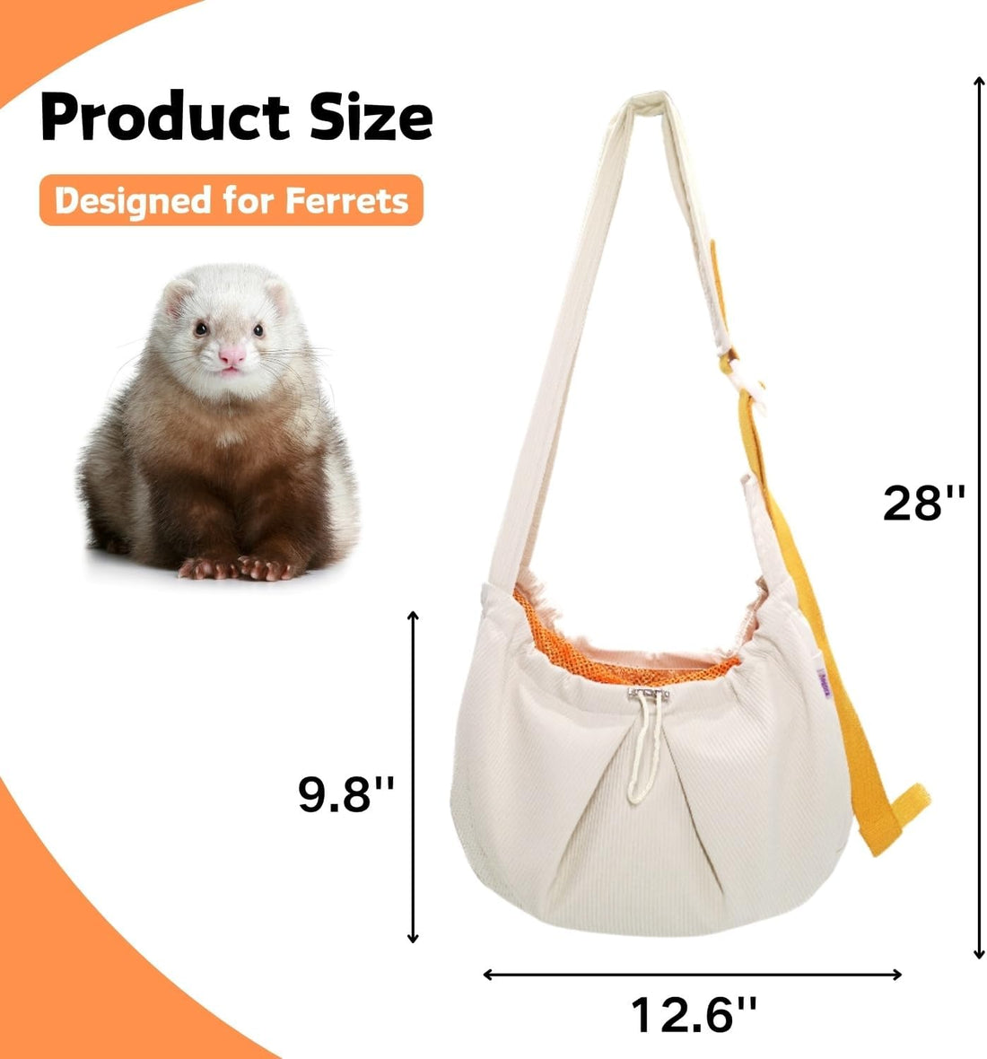 Ferret Sling Carrier, Front Backpack for Ferret Rabbit Puppy Kitten