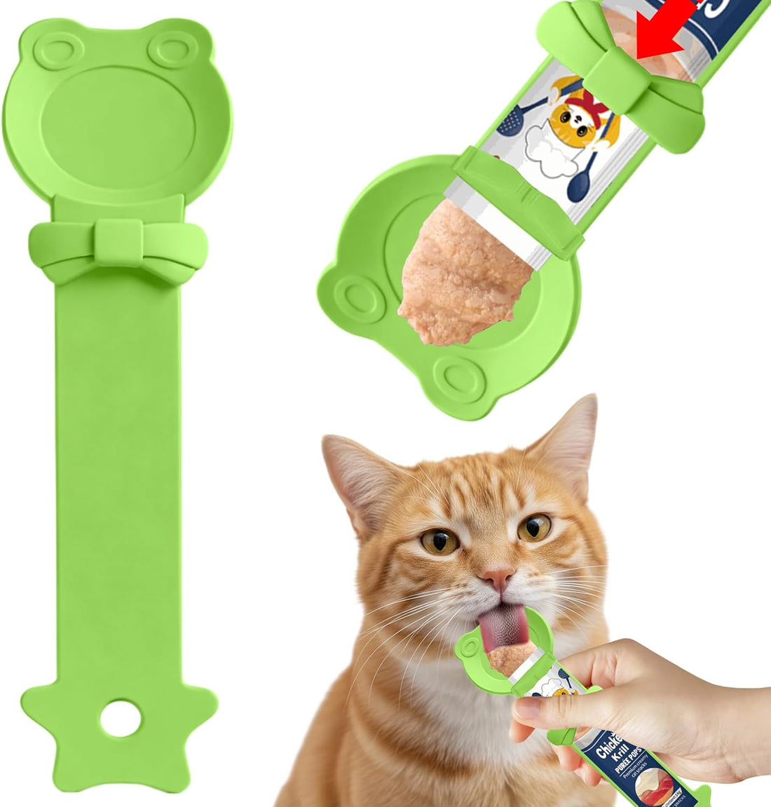 Lickable Cat Treat Spoon, Puree Squeeze Feeder, Silicone