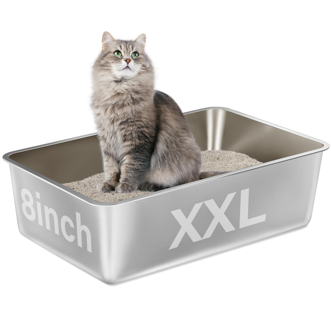 EGMEHOAD Stainless Steel Litter Box,XXL Metal Cat Litter Box for Big