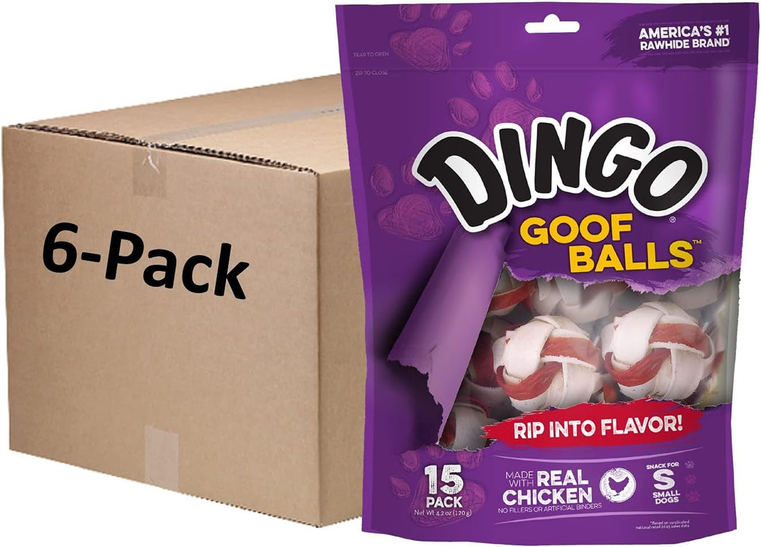 Dingo Goof Balls Rawhide Treats For Small Dogs, 15 Count (6 Pack)
