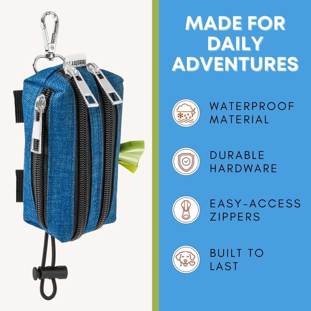Dog Poop Bag Holder for Leashes and Treat Holder with 3 Waterproof