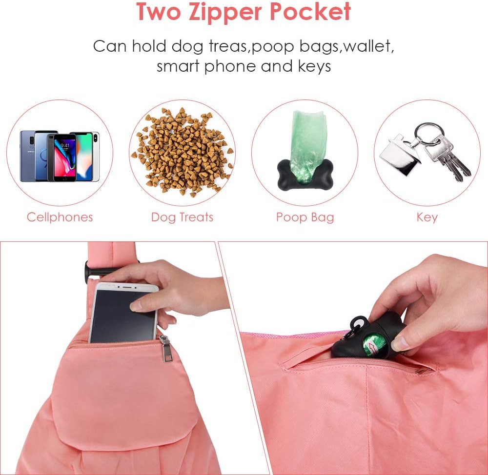 Lukovee Dog Sling Carrier, Hard Bottom Support & Adjustable Soft