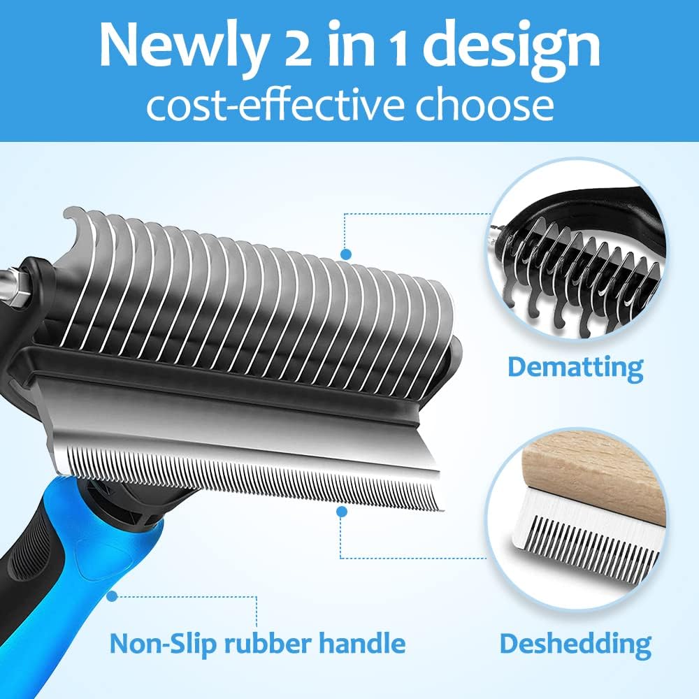 Undercoat Rake and Deshedding Tool for Dogs and Cats