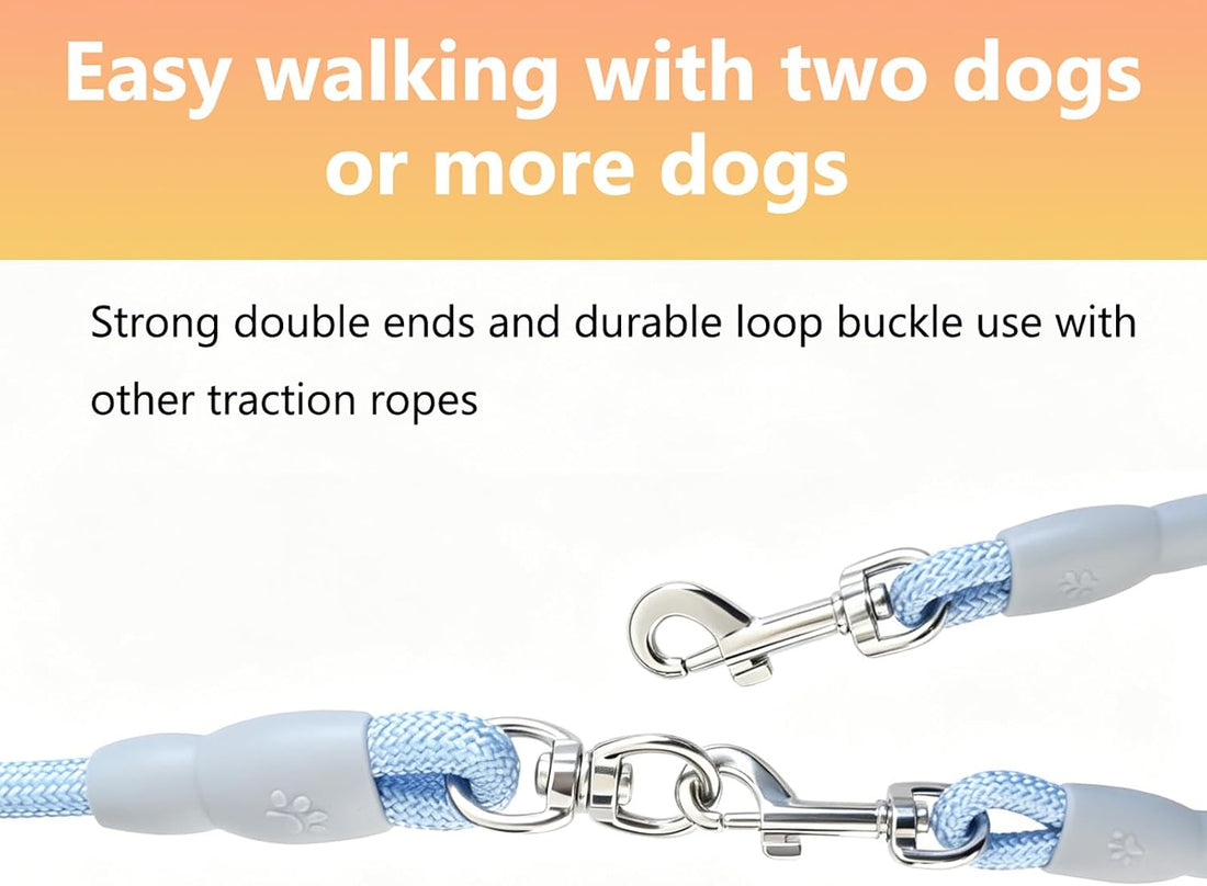 Double Slip Leash for Two Dogs Walking & Training Trangle Free