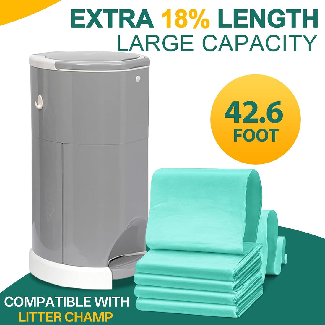 6 Pack Refill Compatible with Litter Champ Refill Bags Pail