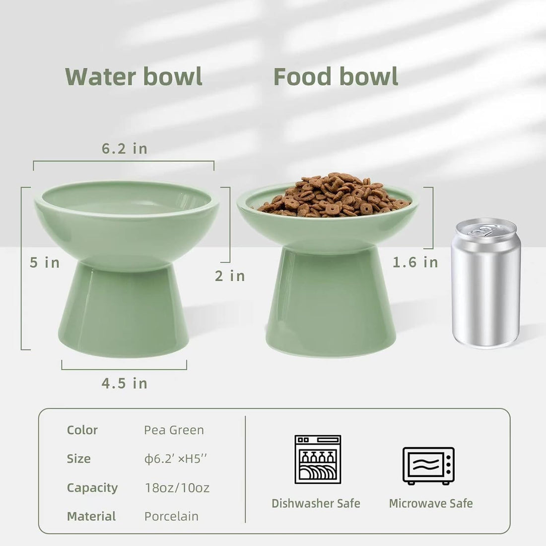 CEEFU 2 Elevated Ceramic Cat Bowls Extra Wide for Food & Water