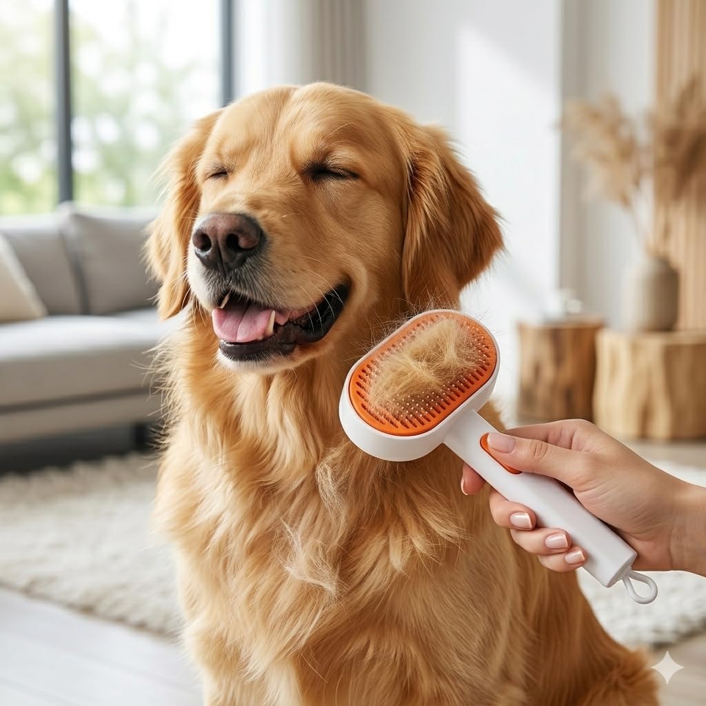 Self Cleaning Slicker Brush for Cats & Dogs