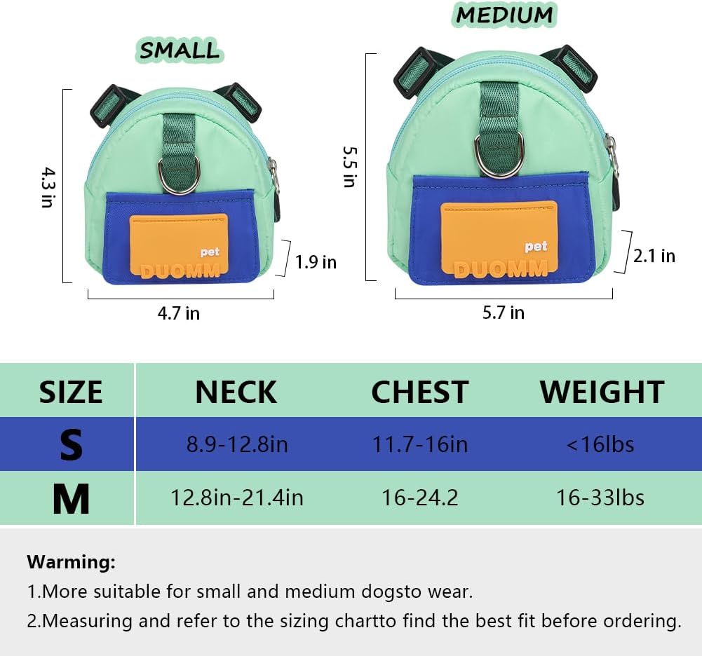 DoggieKit Dog Backpack Harness with Leash,Cute Pet Puppy Backpacks