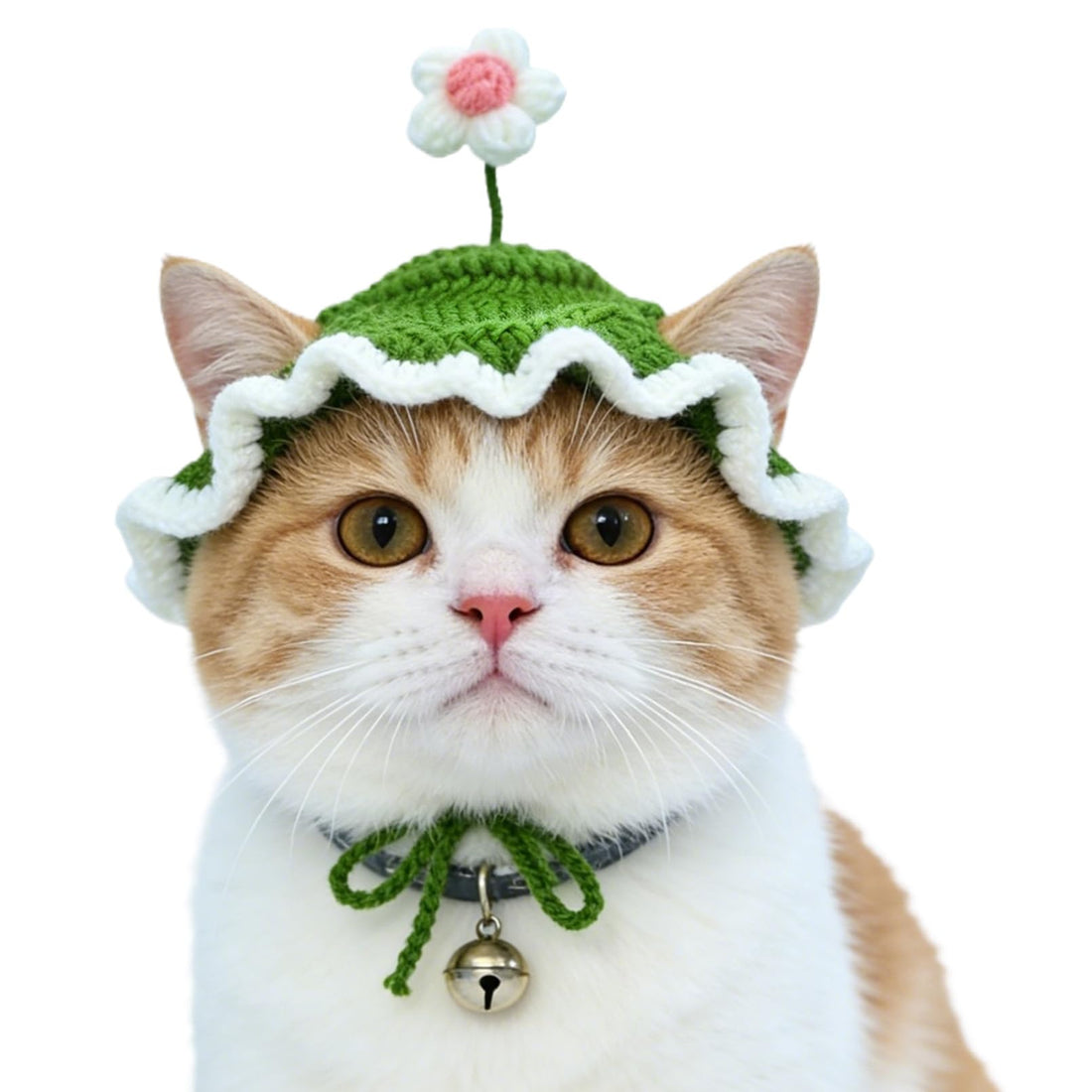 floofelove Flower Cat Hat, Cotton & Soft Cute Knitted Hats for Cats
