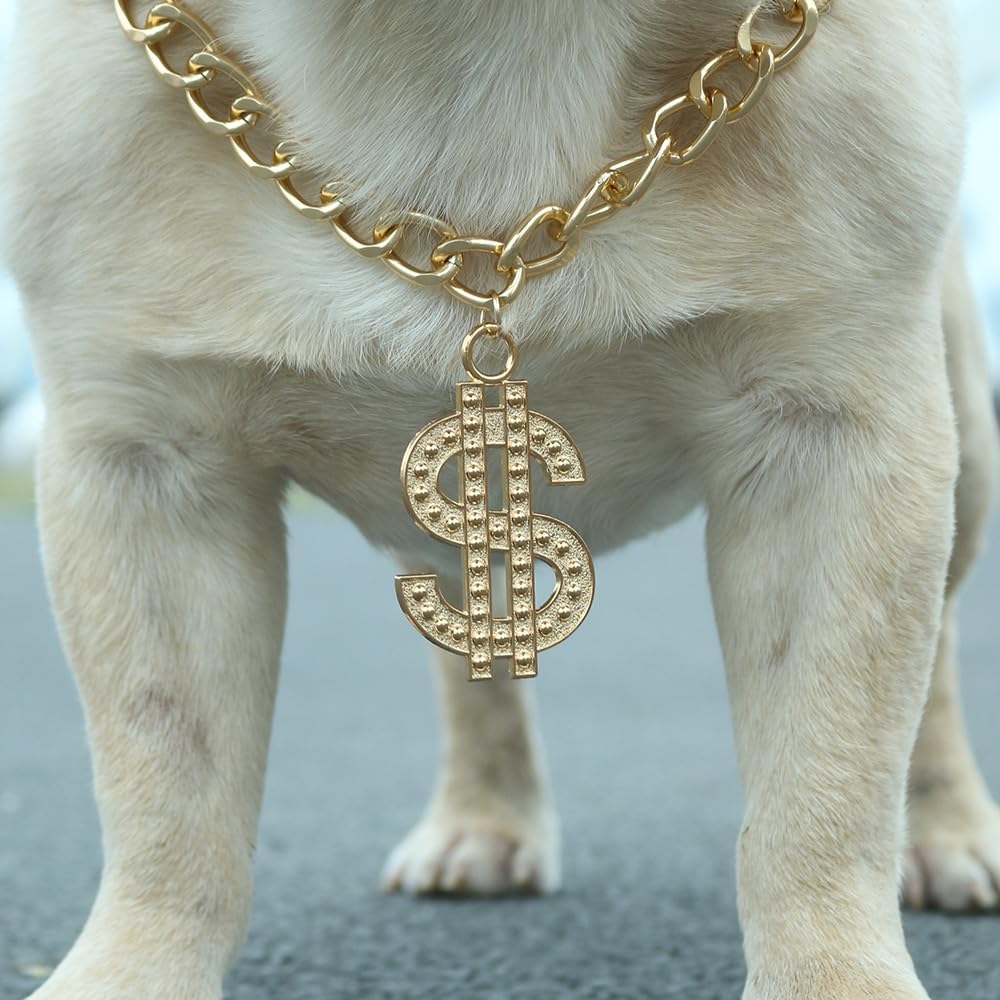 Cute Adjustable Pet Gold Chain with Dollar Pendant