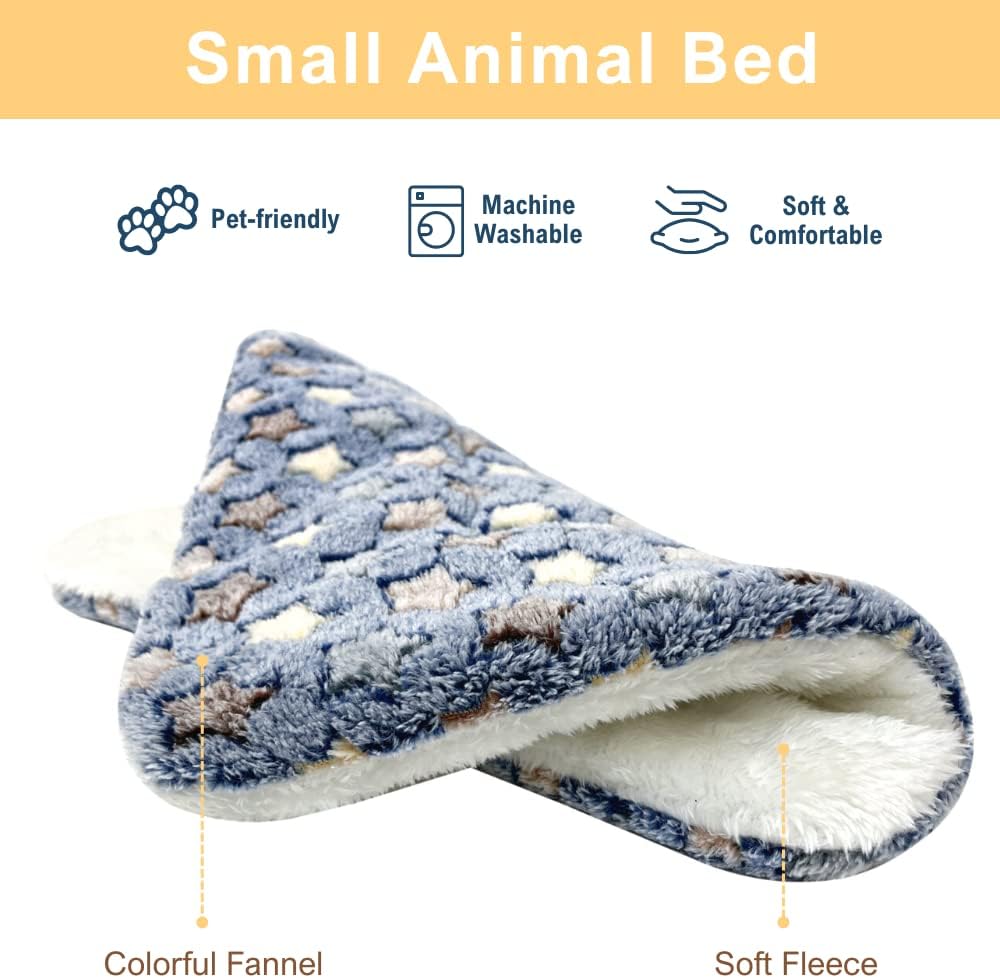 3PCS Rabbit Bed, Soft Bunny Bedding, Fleece Guinea Pig Blanket
