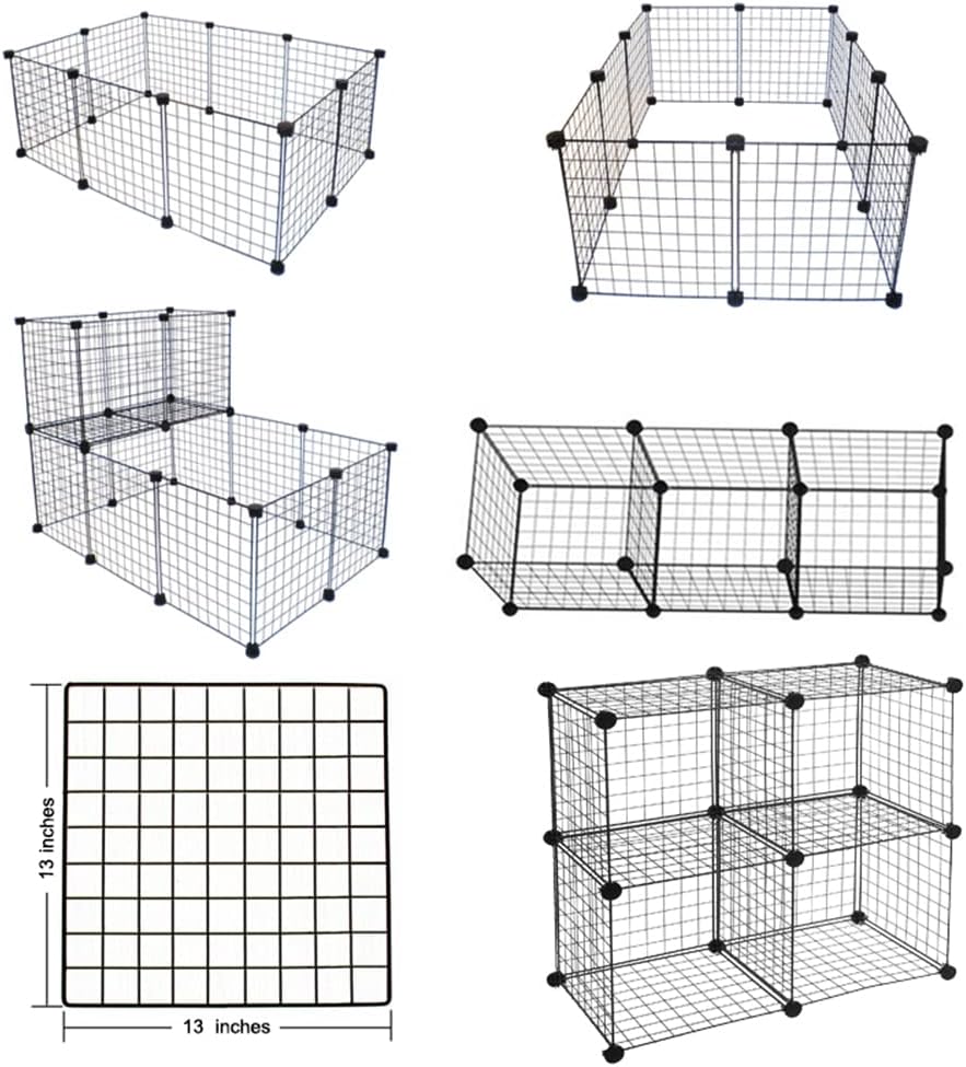 LANGXUN 16pcs Small Animal Playpen with Door, Waterproof Mat