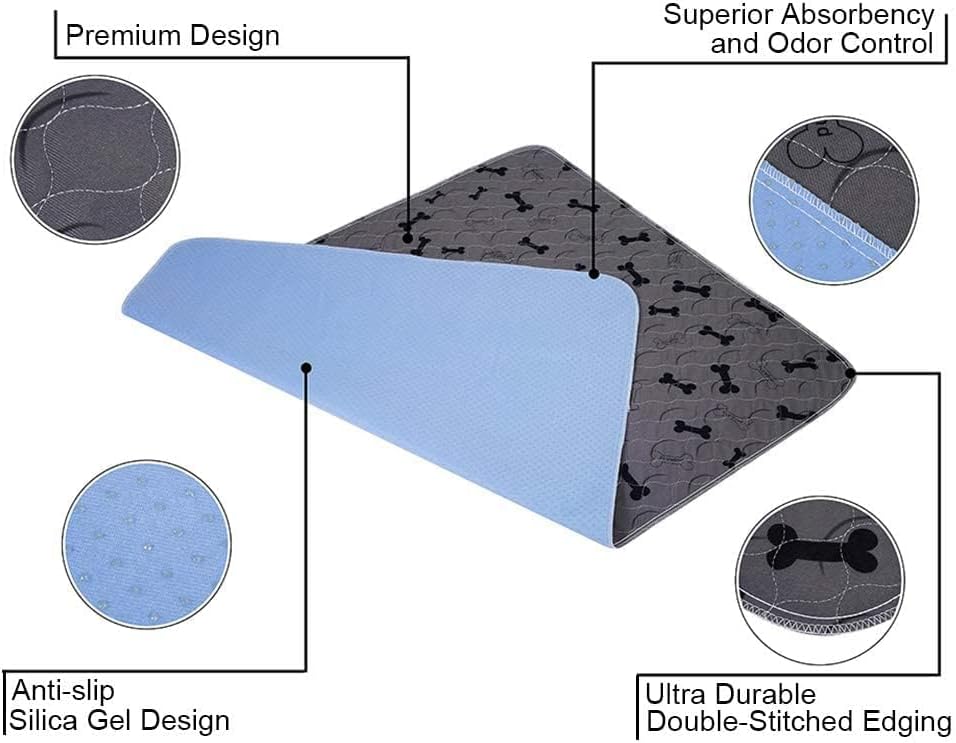 Washable Dog Pee Pads with Free Grooming Gloves,Non Slip Dog Mats