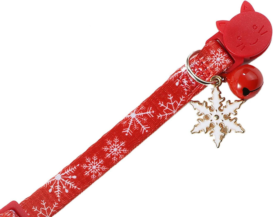 BoomBone Snowflake Small Dog Collar Breakaway with Bell ANG Winter