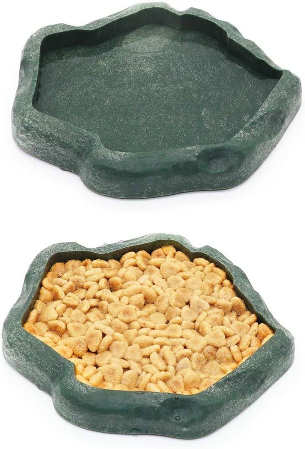 SLSON Small Reptile Feeder Terraium Bowl Plastic Shallow Reptile