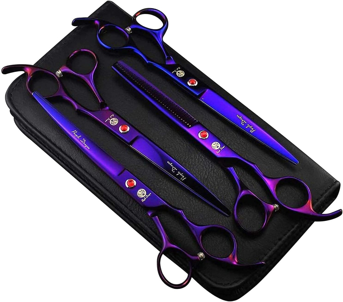 Purple Dragon Professional 7.0 inch Dog Grooming Scissors Set