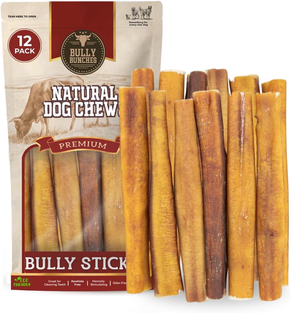 Bully Bunches Premium Odor-Free Bully Sticks for Medium & Large Dogs